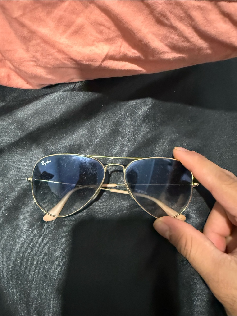 Ray-Ban Men’s Gold Aviator Sunglasses with Blue Lenses